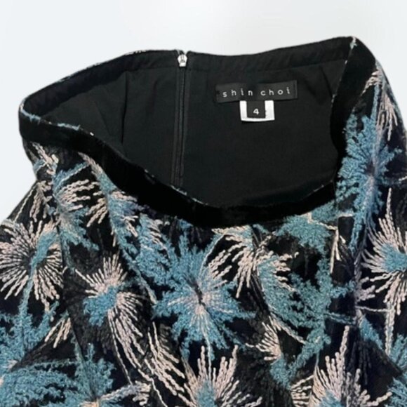 Shin Choi Women’s Starburst Embroidered Wool Blend Cashmere Teal Black size 4 - Picture 4 of 4